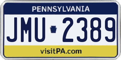 PA license plate JMU2389