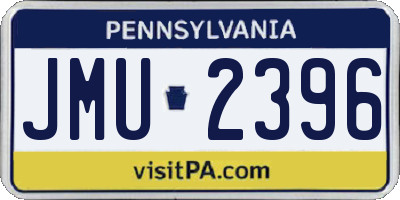 PA license plate JMU2396