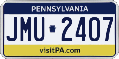 PA license plate JMU2407