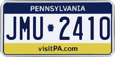 PA license plate JMU2410