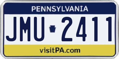 PA license plate JMU2411