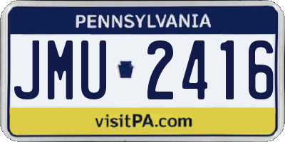PA license plate JMU2416