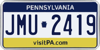PA license plate JMU2419
