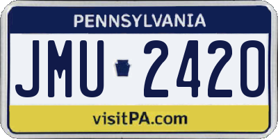 PA license plate JMU2420