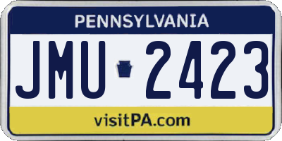 PA license plate JMU2423