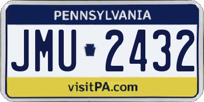 PA license plate JMU2432