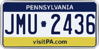 PA license plate JMU2436