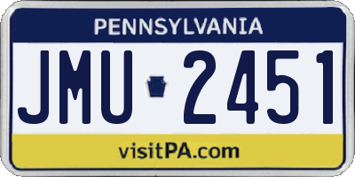 PA license plate JMU2451