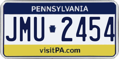 PA license plate JMU2454
