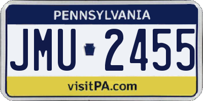 PA license plate JMU2455