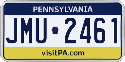 PA license plate JMU2461