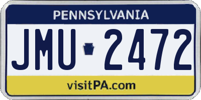PA license plate JMU2472