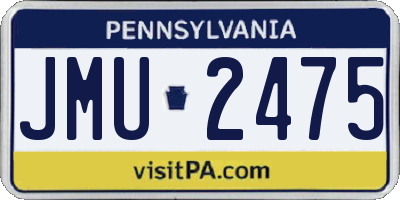 PA license plate JMU2475