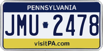 PA license plate JMU2478