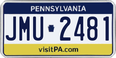 PA license plate JMU2481