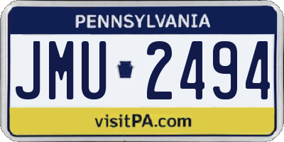 PA license plate JMU2494