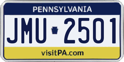 PA license plate JMU2501