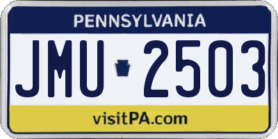 PA license plate JMU2503