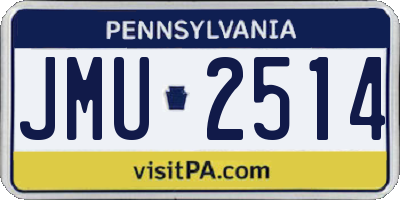 PA license plate JMU2514