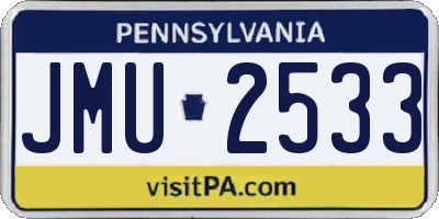 PA license plate JMU2533