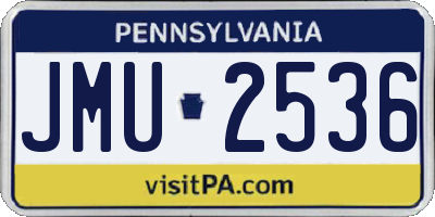 PA license plate JMU2536