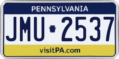 PA license plate JMU2537