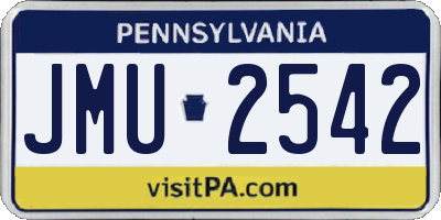 PA license plate JMU2542