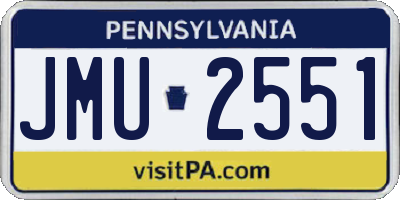PA license plate JMU2551
