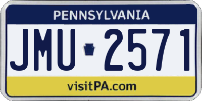 PA license plate JMU2571