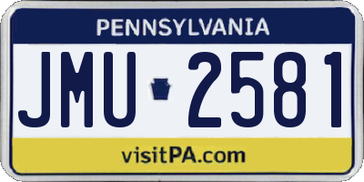 PA license plate JMU2581