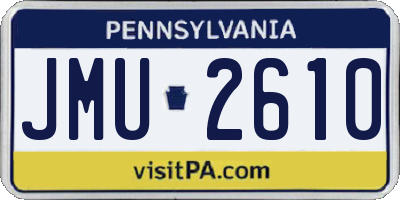 PA license plate JMU2610