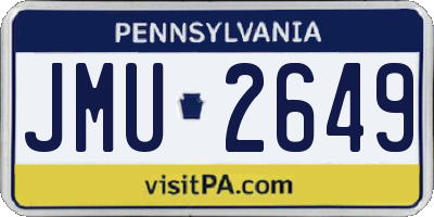 PA license plate JMU2649