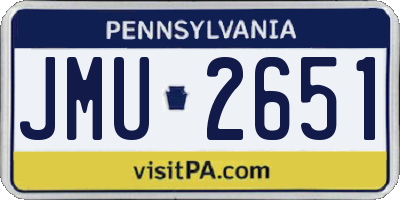 PA license plate JMU2651