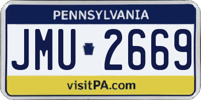 PA license plate JMU2669