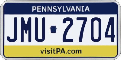 PA license plate JMU2704