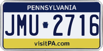 PA license plate JMU2716