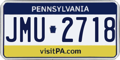 PA license plate JMU2718