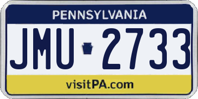 PA license plate JMU2733