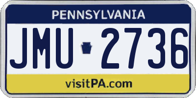 PA license plate JMU2736