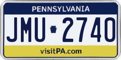 PA license plate JMU2740