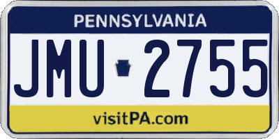 PA license plate JMU2755