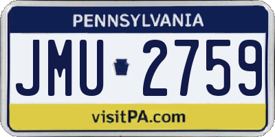 PA license plate JMU2759