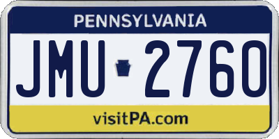 PA license plate JMU2760