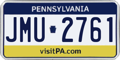 PA license plate JMU2761