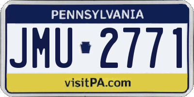 PA license plate JMU2771