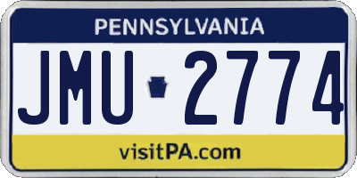 PA license plate JMU2774