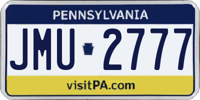 PA license plate JMU2777