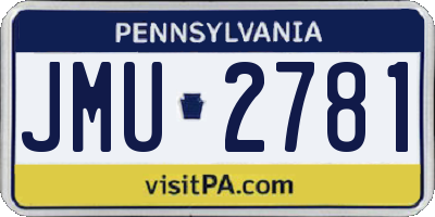 PA license plate JMU2781