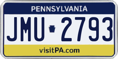PA license plate JMU2793