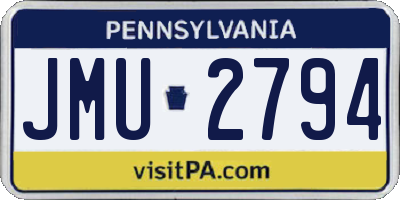 PA license plate JMU2794